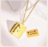 Customzied Envelope Locket Necklace Pendant For Women, Stainless Steel Love Letter Engrave Personalized Secret Message Jewelry