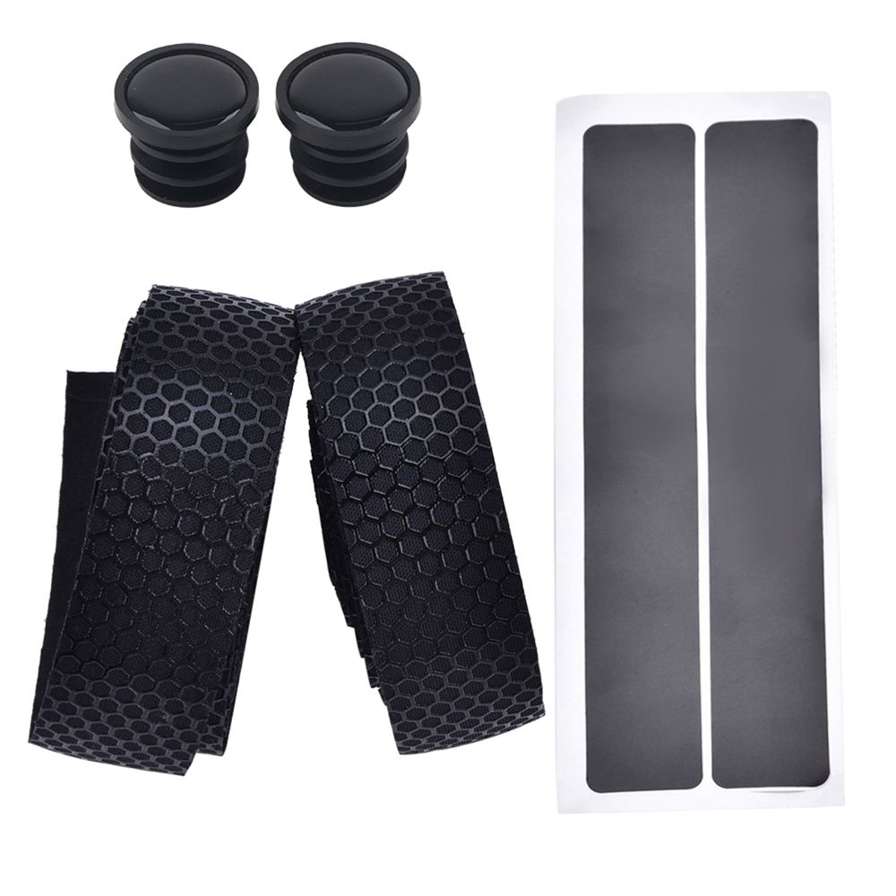 1 Pair PU+EVA Bike Handlebar Tapes Anti Skid Honeycomb Handlebar Grip Tapes with Bar End Plugs Shock Absorption Bicycle Bar Tape