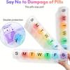 Weekly Rainbow Pill Box 28 Grids 4 Times A Day Portable Pill Organizer Spring Assisted Easy To Open for Vitamins and Supplements