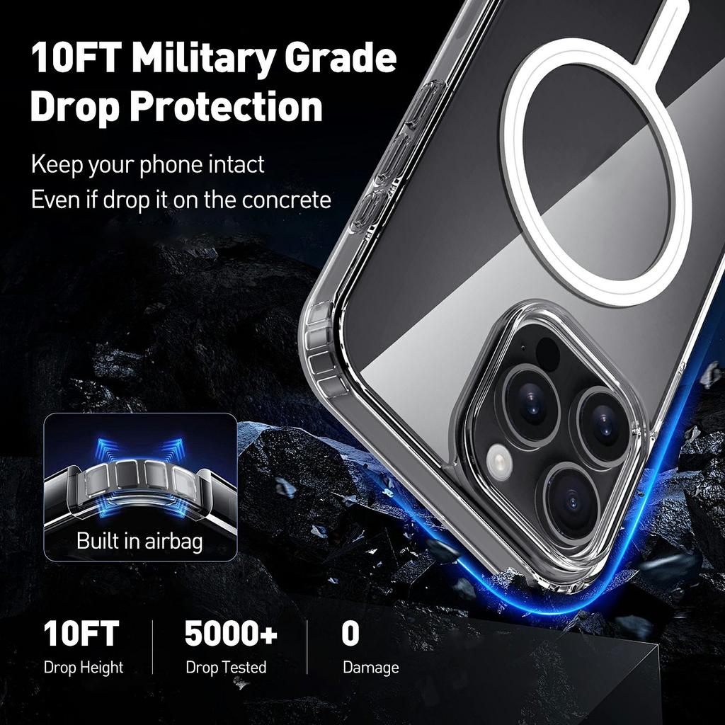 For iPhone 16 Pro Max Magnetic Case TPU+Acrylic Clear Phone Back Cover