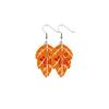 Fall Thanksgiving Earrings Leather Pumpkin Leaf Shape Leather Earrings