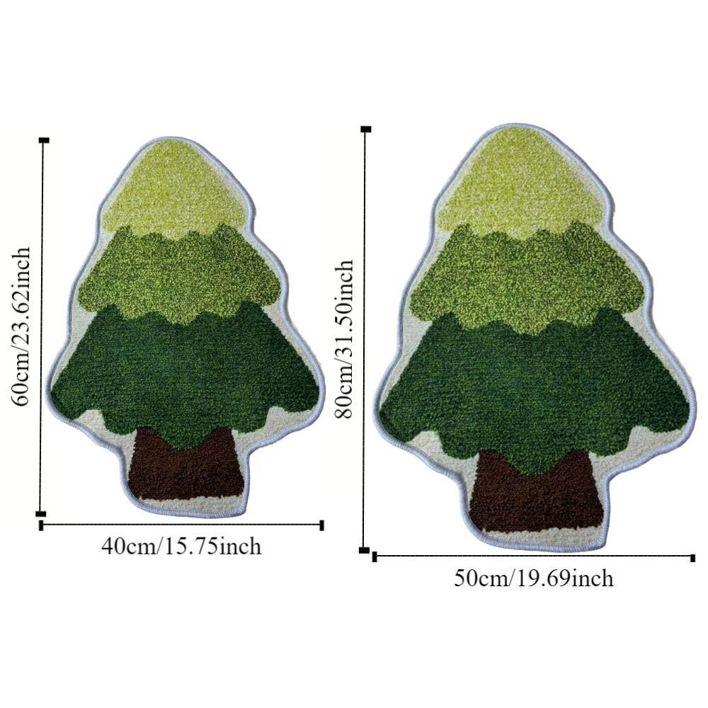 Christmas Tree Shaped Christmas Rug Cartoon Bath Mat Durable Entry Door Mat  Kitchen