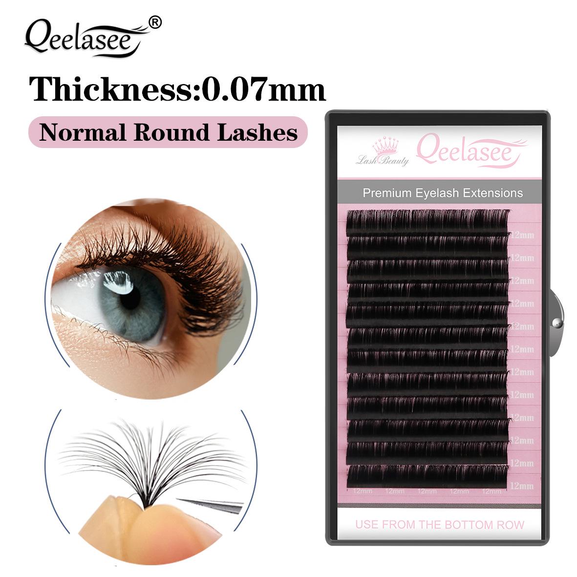 Qeelasee Blooming Grafting Eyelashes: 0.07mm Soft, Natural, Dense False Lashes CC Curl