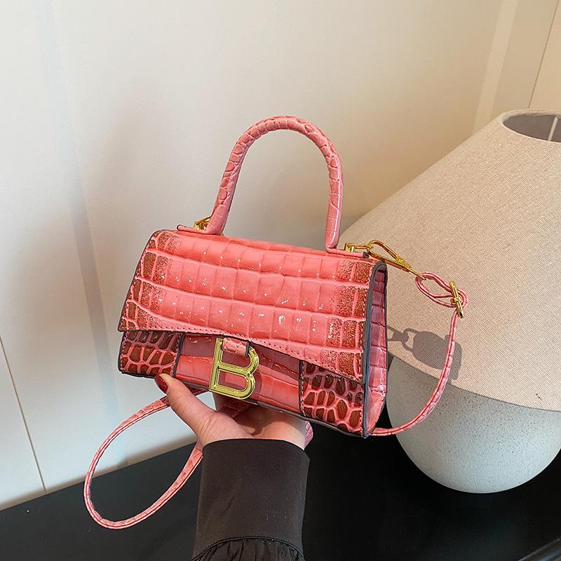 New High-end Light Luxury Crocodile Pattern Hourglass Bag Portable Shoulder Messenger Trendy Women's Bag