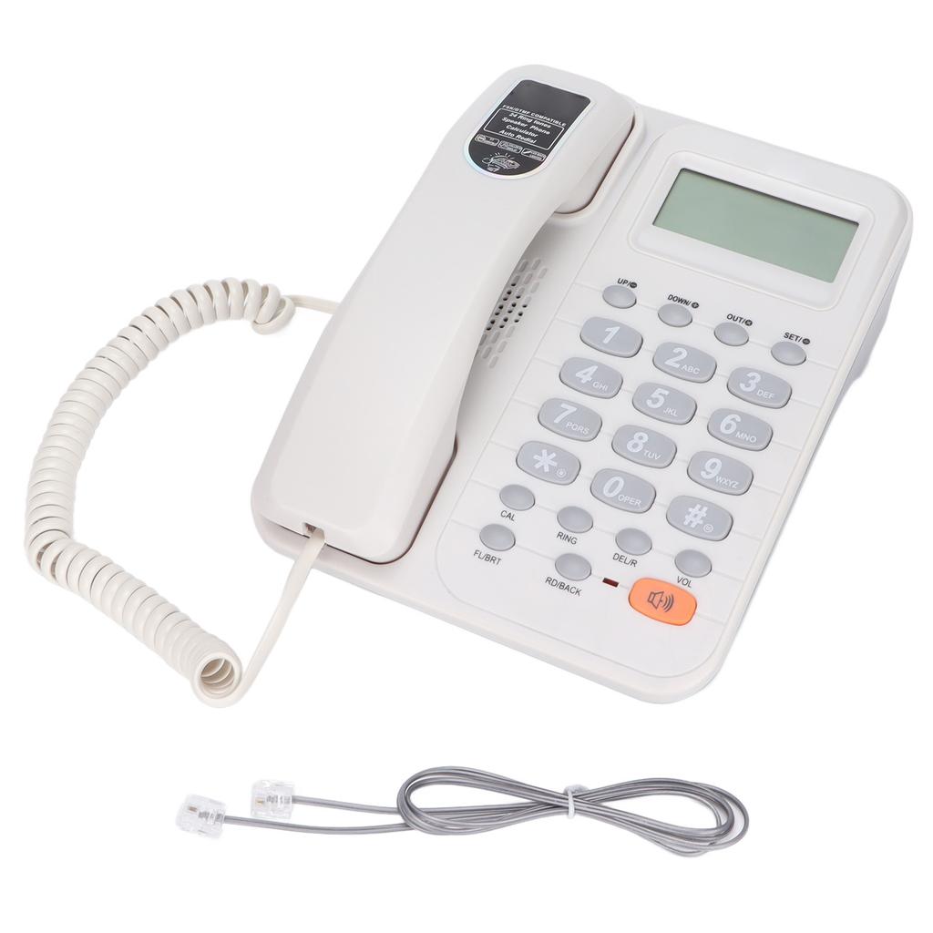 KXT2029CID Office Phone Office Hotel Home Fixed Landline Support Free Battery Extension Interface(White )