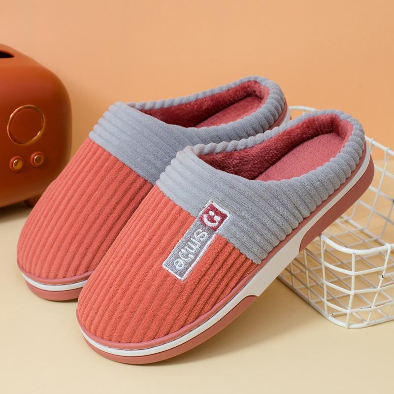 

Модные новые осенне-зимние женские теплые хлопковые тапочки для дома, комнатные, мужские, для пары, нескользящие, утолщенные плюшевые тапочки 36-37 Fits 35-36