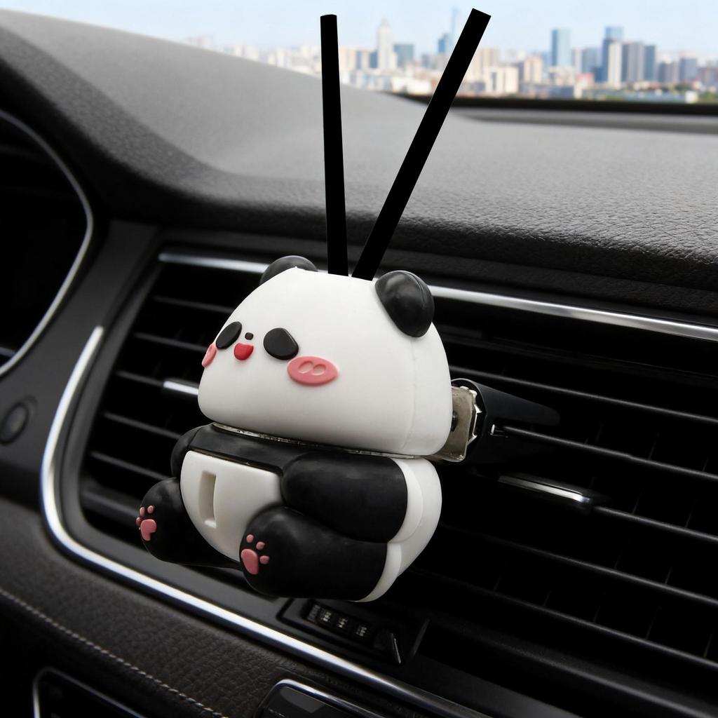 Panda Aromatherapy Car Vent Perfume Bottle - Refillable Essential Oil Home Diffuser