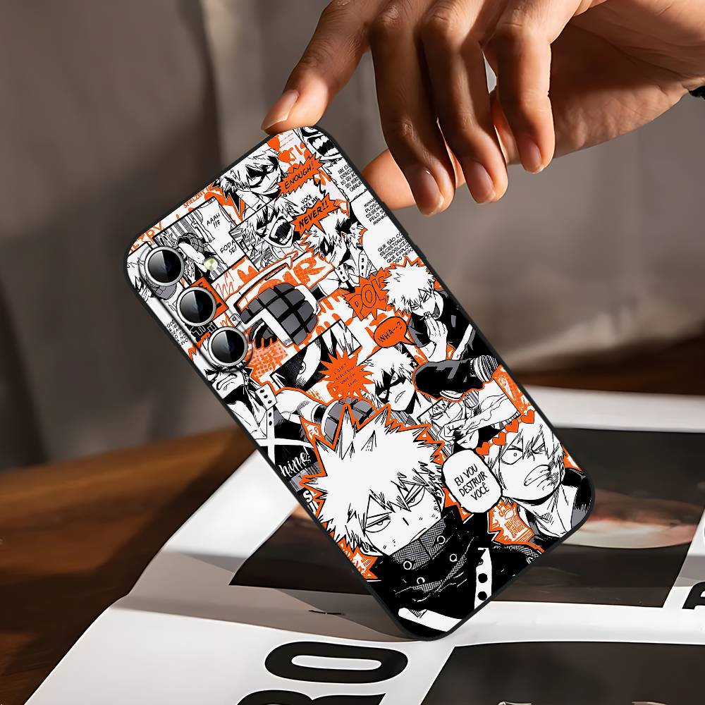 Bakugo My Hero Academia Phone Case For Samsung Galaxy S24/S25/S22/S30/Note20/Lite/Ultra/5G/Plus/FE Soft Black