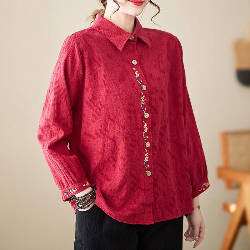 Chic Embroidered Cotton Linen Plus Size Summer Suit for Women - Short Sleeve Two-Piece Set
