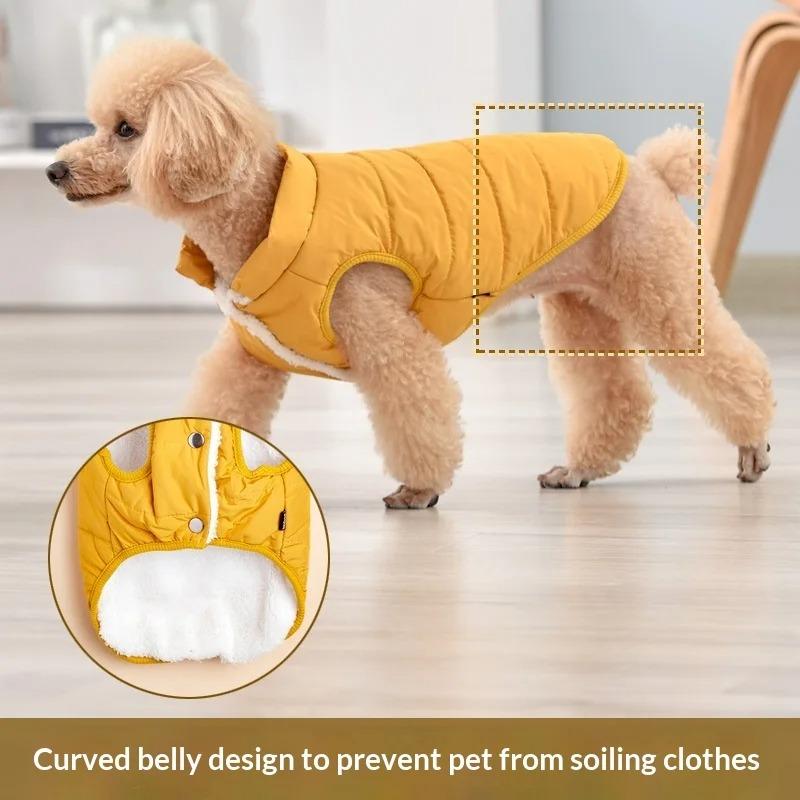 Winter Warm Dog Vest Waterproof Puppy Coat with Thickened Fleece Lining for Small To Medium Dogs Teddy Poodle Jacket