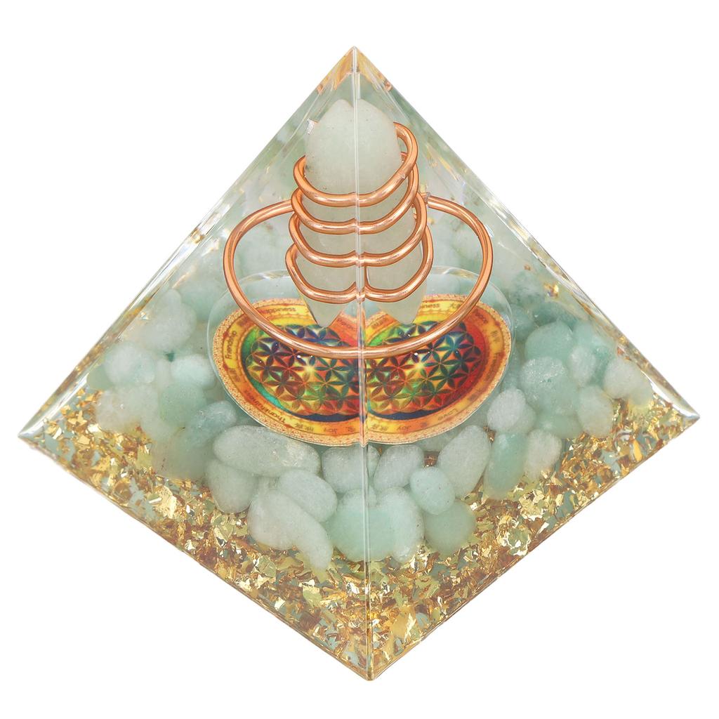 Generator de energie cristalină piramidă orgonită 6cm piatră cupru lucrat manual piramidă decor pentru pozitiv