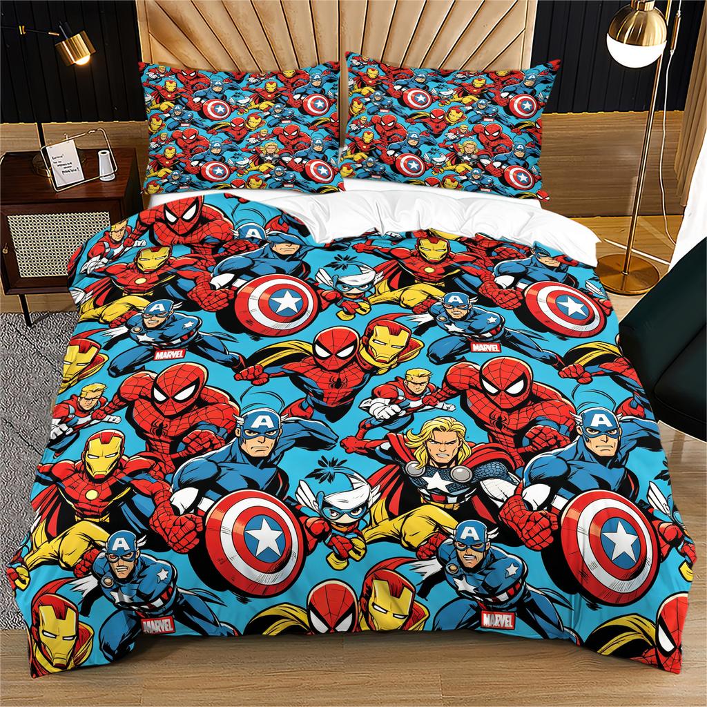 Cute Marvel Superhero Duvet Cover Set Comforter Cover Bedding Set No Filler For Teens Bedroom Living Room Decor