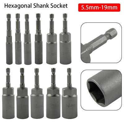 1Pcs Drive Socket Key Drill Bit Adapter 5.5-19mm Electric Impact Socket Durable Hex Socket