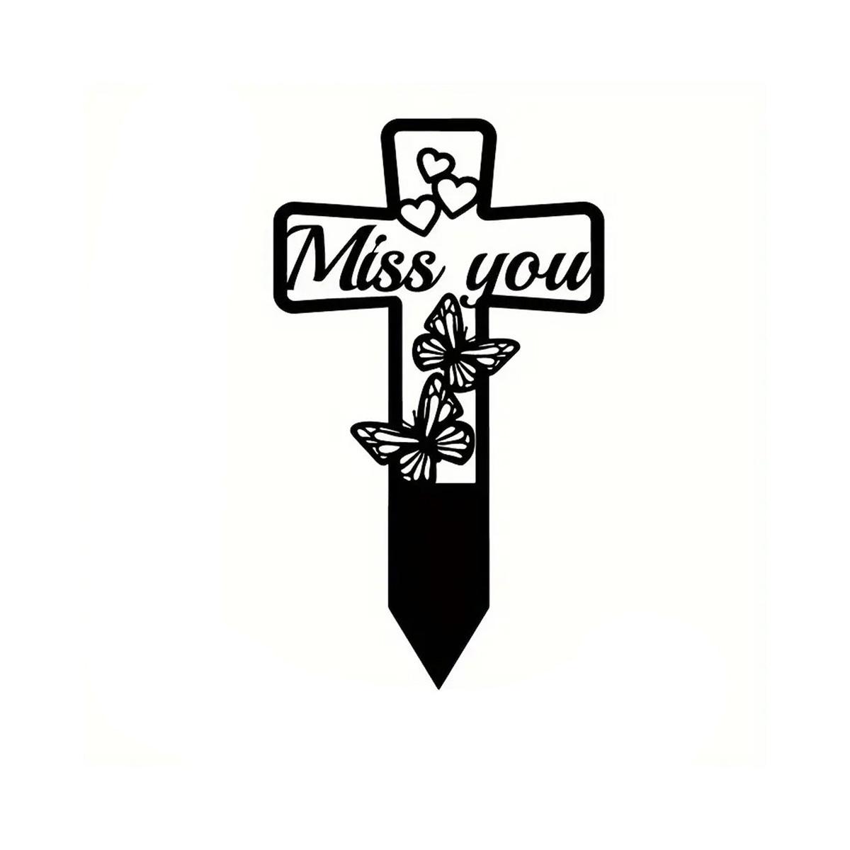 

Cross Memorial Plaque Stake Cemetery Decoration Cemetery Plaque Insert Memorial Family Outdoor Patio Cemetery Decoration