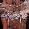 Solid 925 Sterling Silver Gemstone Jewelry Dragonfly Earring Women Earring Handmade Dangle Earring