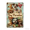 Tin Sign Dog Paradise Vintage Metal Plaque Cute Puppy Cartoon Art Wall Decor for Home Bar Garage Retro Metal Poster   Indoor Out