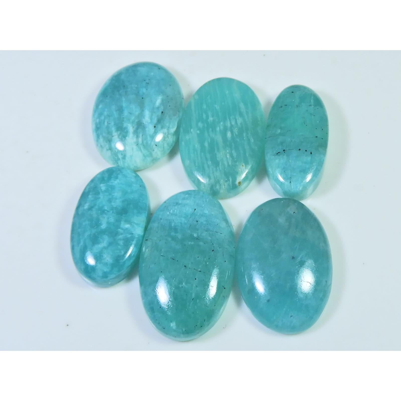 

215Cts. Natural Amazonite Oval Cabochon Loose Gemstone 6Pcs Lot C-661