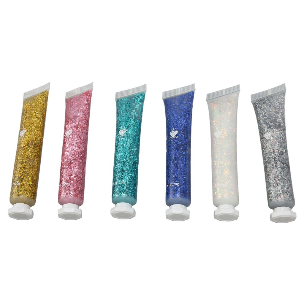 6pcs 0.7oz Eyeshadow Glitter Cream Makeup Long Lasting Shiny Face Body Glitter Gel for Stage Performance