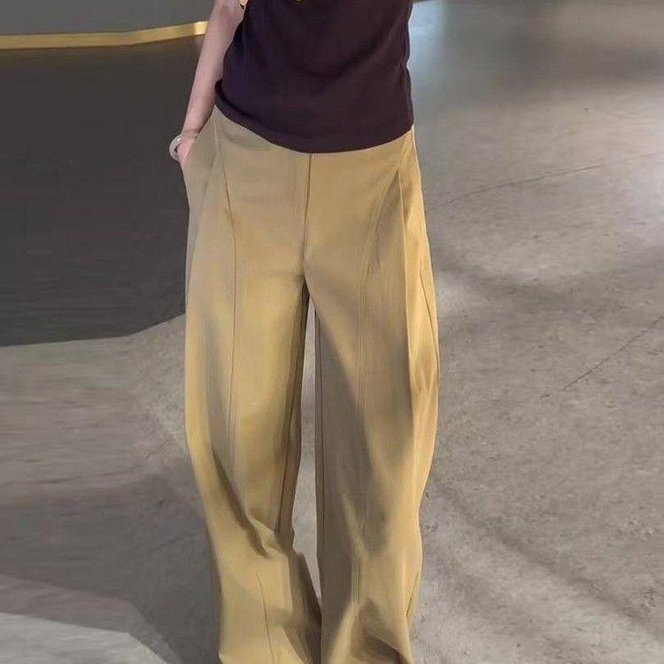 2025 Women's Old Money Style Side Pleated Wide-Leg Loose Casual Pants