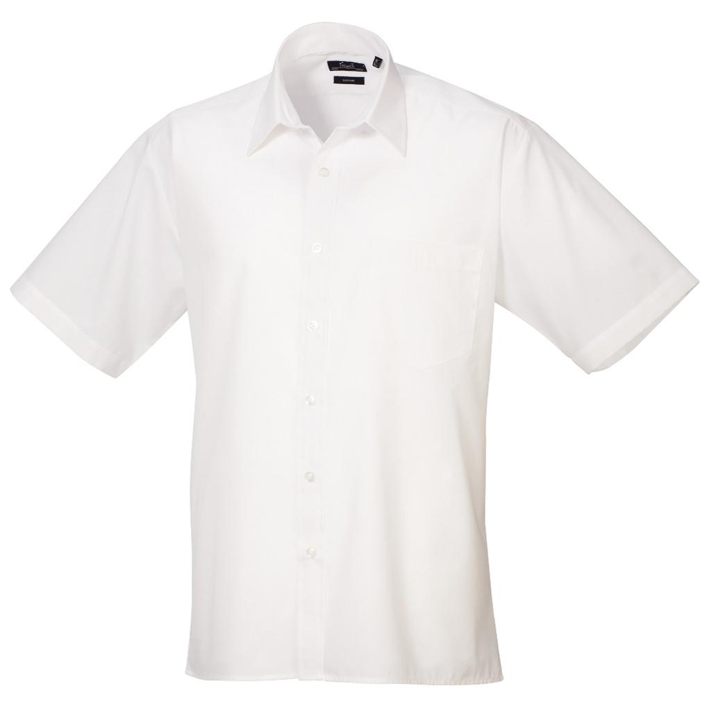 Premier Mens Short Sleeve Formal Poplin Plain Work Shirt