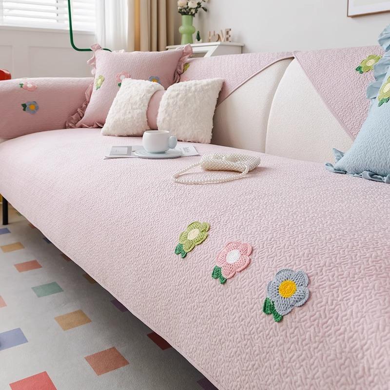 

Универсальная подушка для дивана на все сезоны 2025 новинка стиранный хлопок кремовый ветрозащитный фиксированный нескользящий прямой ряд подушка для дивана 70*70cm