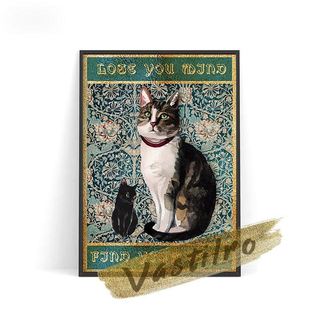 Vintage Wall Art Print Custom Cat Poster Cute Animal Portrait Oil Painting Cat Lover Gift Wallpaper