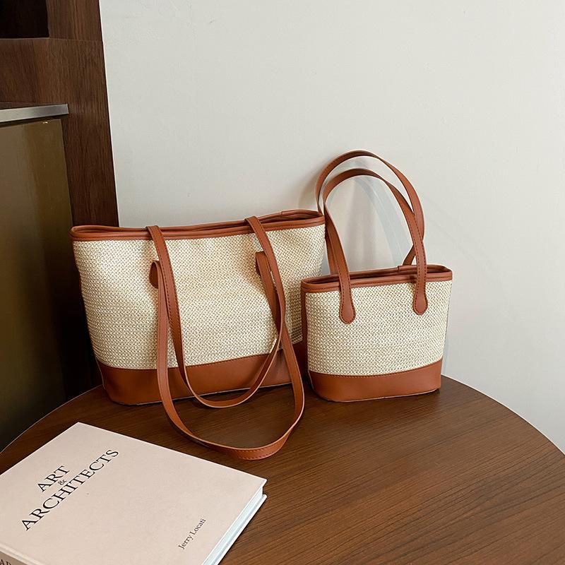 2025 Retro Strohgewebte Damen Schulter-Tragetasche mit großer Kapazität