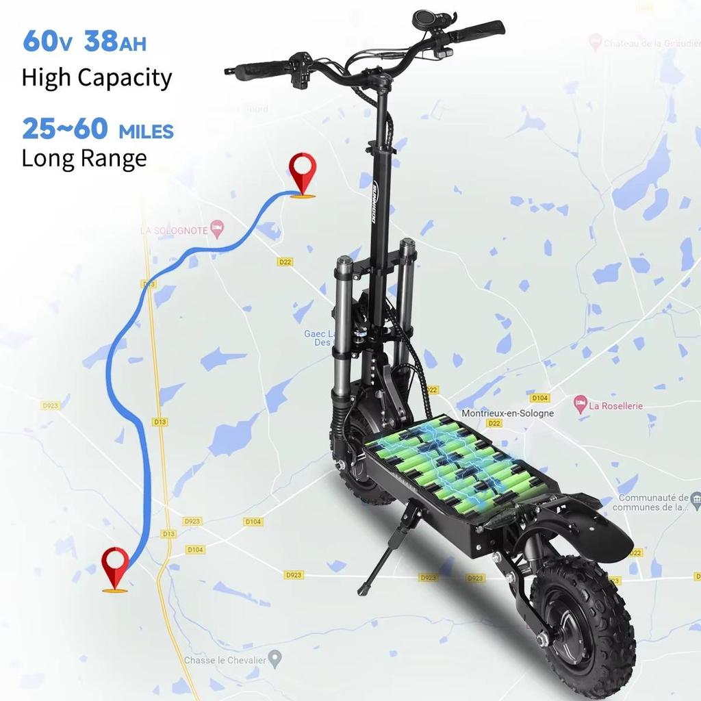 Electric Scooter X10 6000W Double Powerful Motor 60V38AH Aluminum Battery 11Inch Electric Scooter 120KM Max Mileage Folding EScooter