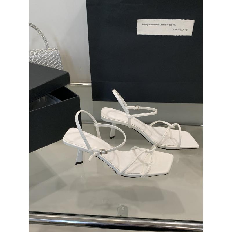 2025 summer new square head open-toed French temperament high-heeled sandals women