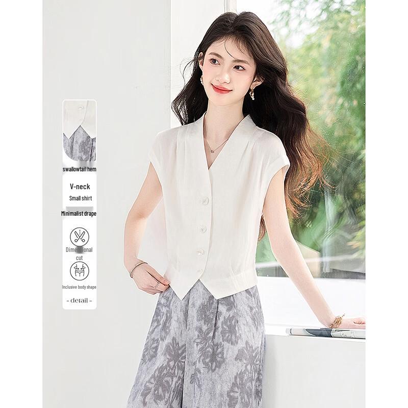 

Elegant V-Neck Swallowtail Hem Women s Shirt L