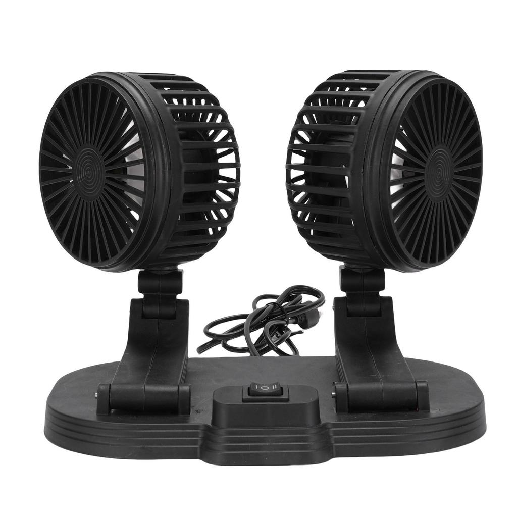 DC 5V USB Car Cooling Fan 2 Speed Wind Quiet 360 Deg Rotatable Portable Dual Head Desk Fan for SUV