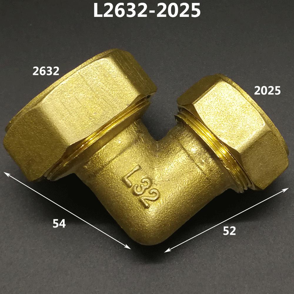 Brass Compression Elbow Pex 1216/1418/1620/2026/2632 Pipe Fitting Aluminum Plastic Pipe Fittings for Floor Heating