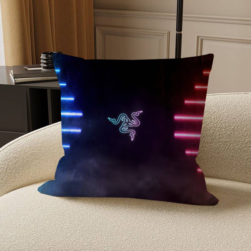 R-RazerS Logo-Kissenbezüge, Cartoon-Sofa-Dekoration, doppelseitig bedruckt, kurzplüschig, niedlicher Kissenbezug