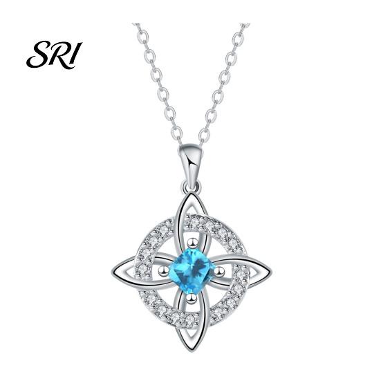 Witch Knot Necklace Celtic Witches Birthstone Sparkling Symbol Birth Month Stone Wiccan Spiritual Jewelry Gift for Women Mom Wife Girlfriend