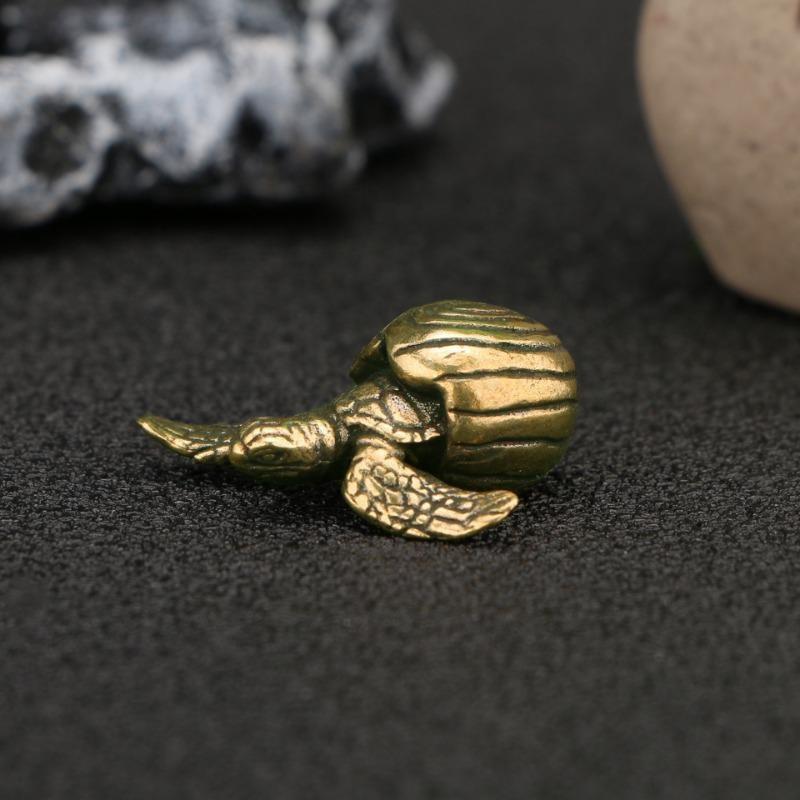 Figurka mořské želvy z masivní mosazi Miniaturní čajový mazlíček Řemeslný stolní malý ornament Zvíře Domácí dekorace Doplňky Dárky