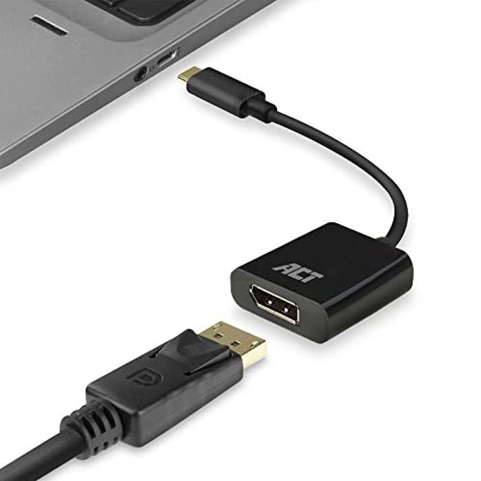 Adaptateur USB-C Vers DisplayPort - ACT - 4K @ 60 Hz - 0.15 M - Noir - Haute Définition