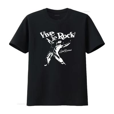 Vive Le Rock Little Richard Punk 1977 T Shirt Music Fan  Vintage Washed Soft Designer Clothes Stretched Streetwear Homme