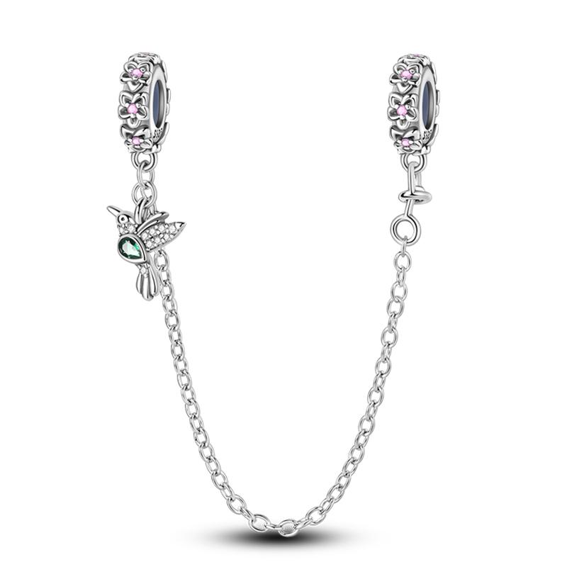 Trendy 925 Silver Large Billed Bir White Dove Parrot Feather Charms Beads Fit Pan 925 Original Bracelets DIY Luxury Fine Jewelry