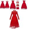 Elegant Lydia Beetlejuice Red Tulle Cosplay Dress For Halloween And Performances