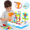 STEM Educational Interactive Toy, 237 Pcs ABS Building Blocks Set with Electric Drill for 2D/3D Engineering Construction, Portable Storage Case