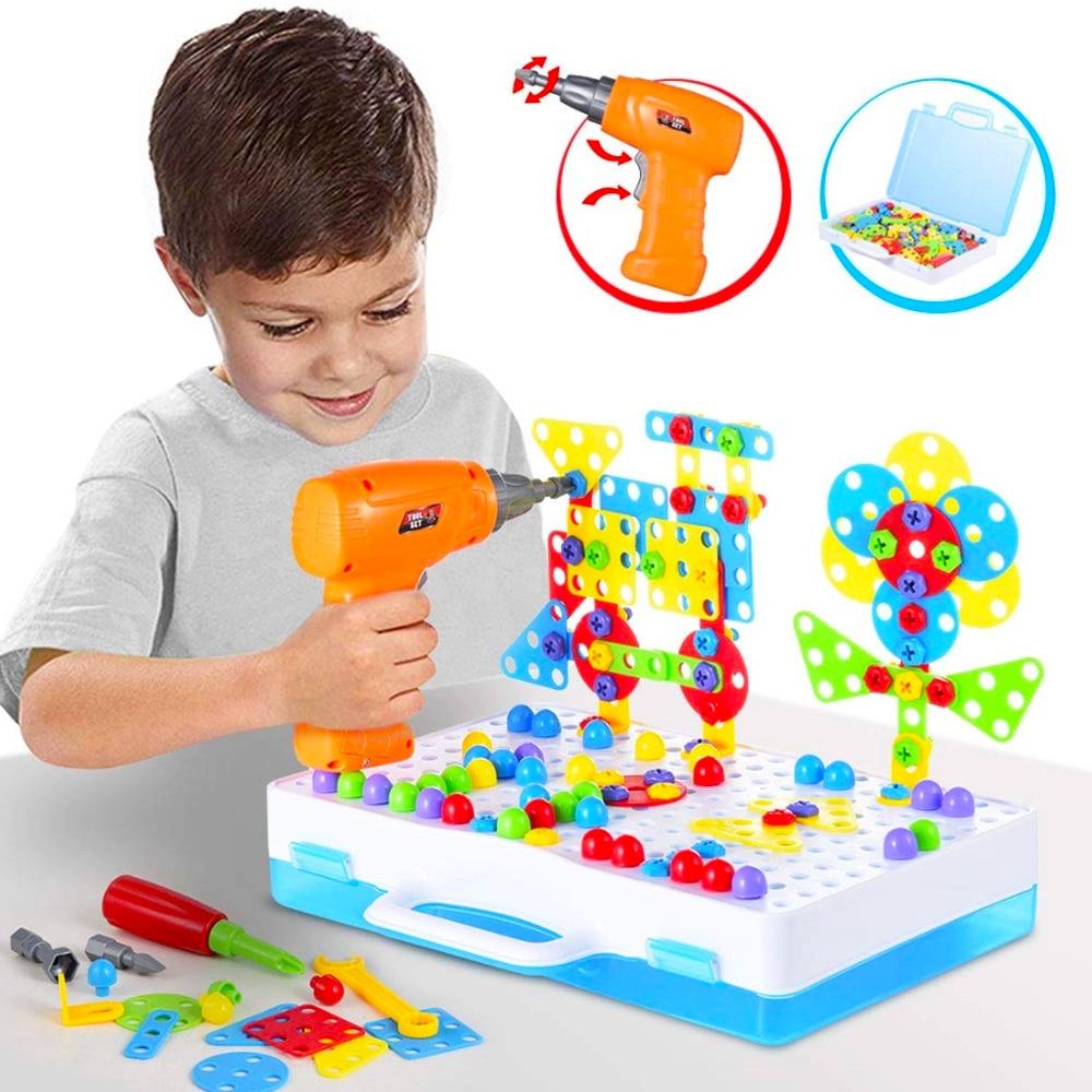STEM Educational Interactive Toy, 237 Pcs ABS Building Blocks Set with Electric Drill for 2D/3D Engineering Construction, Portable Storage Case
