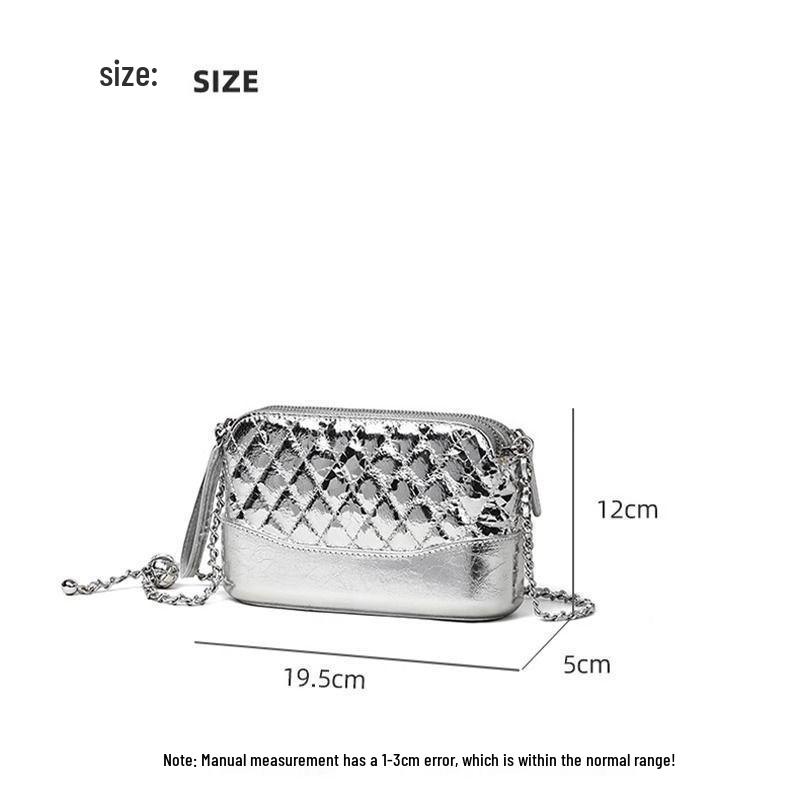 Damska Mała Torba Hobo Crossbody na Lato 2025 ze Srebrnym i Złotym Łańcuszkiem Kulkowym