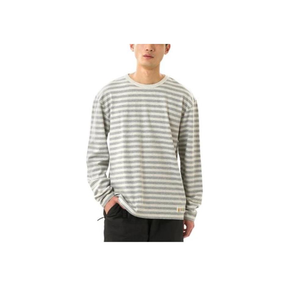 Vans X Sandy Liang Color-Block Striped Crew Neck Long Sleeve T-Shirt Men Tops Oatmeal-Grey VN0A7SDSYT4