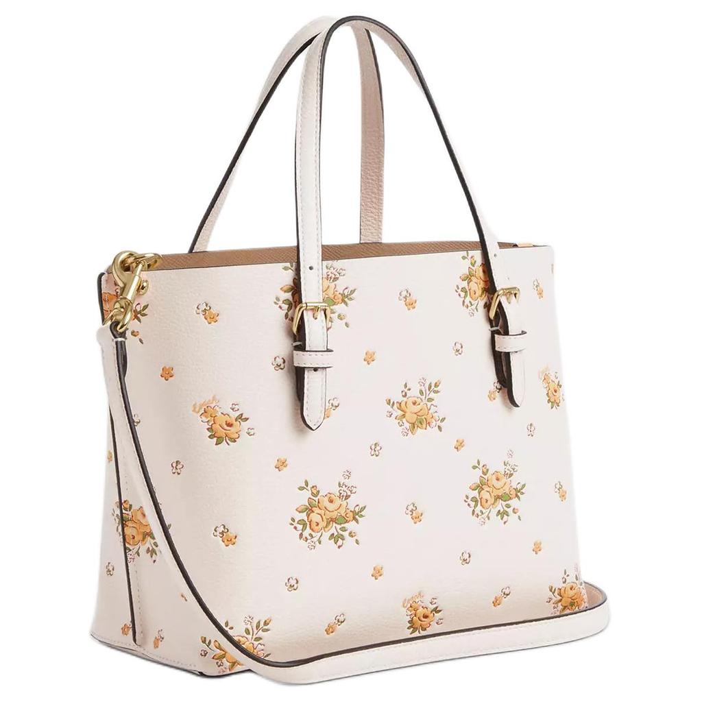 Coach Molly 25 Blumenmuster Kieselsteinleder Tragetasche Damen Tragetaschen Weiß CAL44-IMCAH