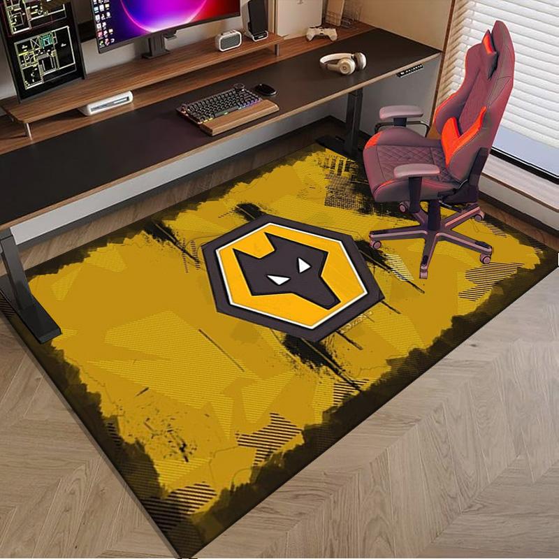 Wolves Football Club Emblem Printed Area Rug for Office, Chair Rug, Decorative Carpet Floor Mat, Large Size Fan Gifts Christmas Gifts