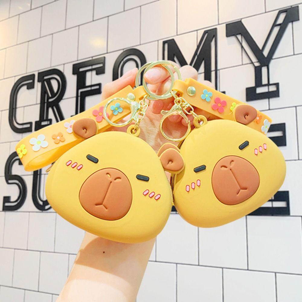 

Брелок Капибара, силиконовый кошелек для монет, чехол для мелочи с изображением капибары, креативный кошелек капибара для девочек