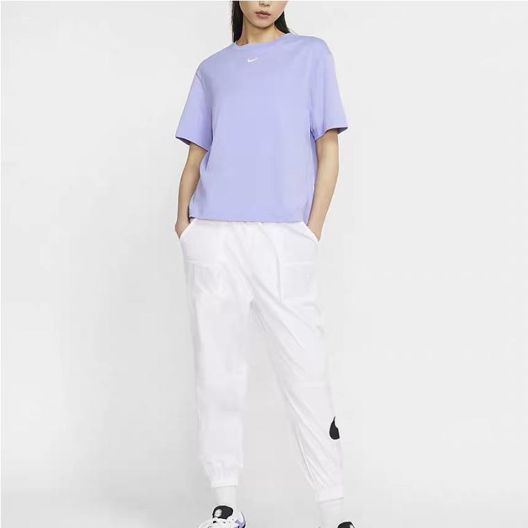 Nike Sportswear Essentials Embroidered Logo Short Sleeve T-Shirt Women Tops Light-Purple CT2588-569
