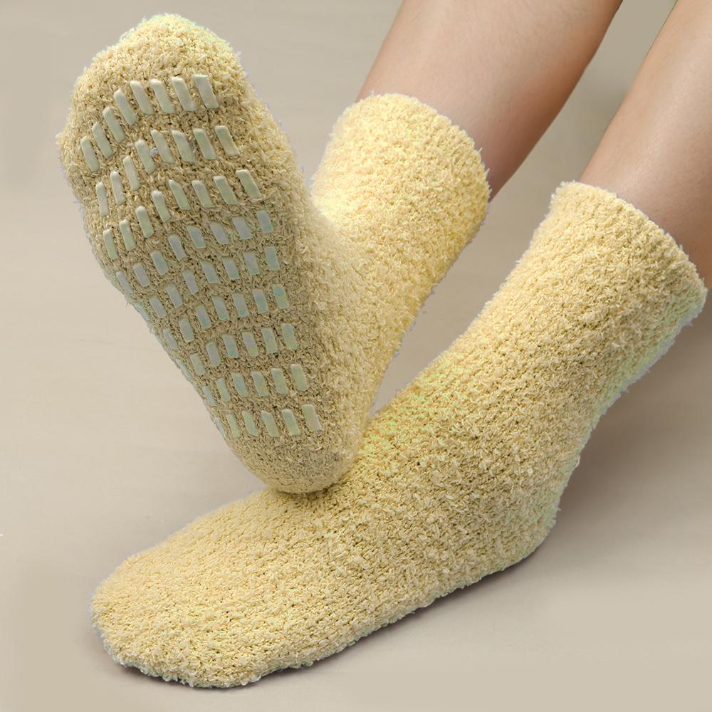 Thickened Coral Velvet Socks Women's Solid Color Indoor Floor Stocking Winter Plush Warm Socks Cold-proof Anti Slip Sock Hosiery