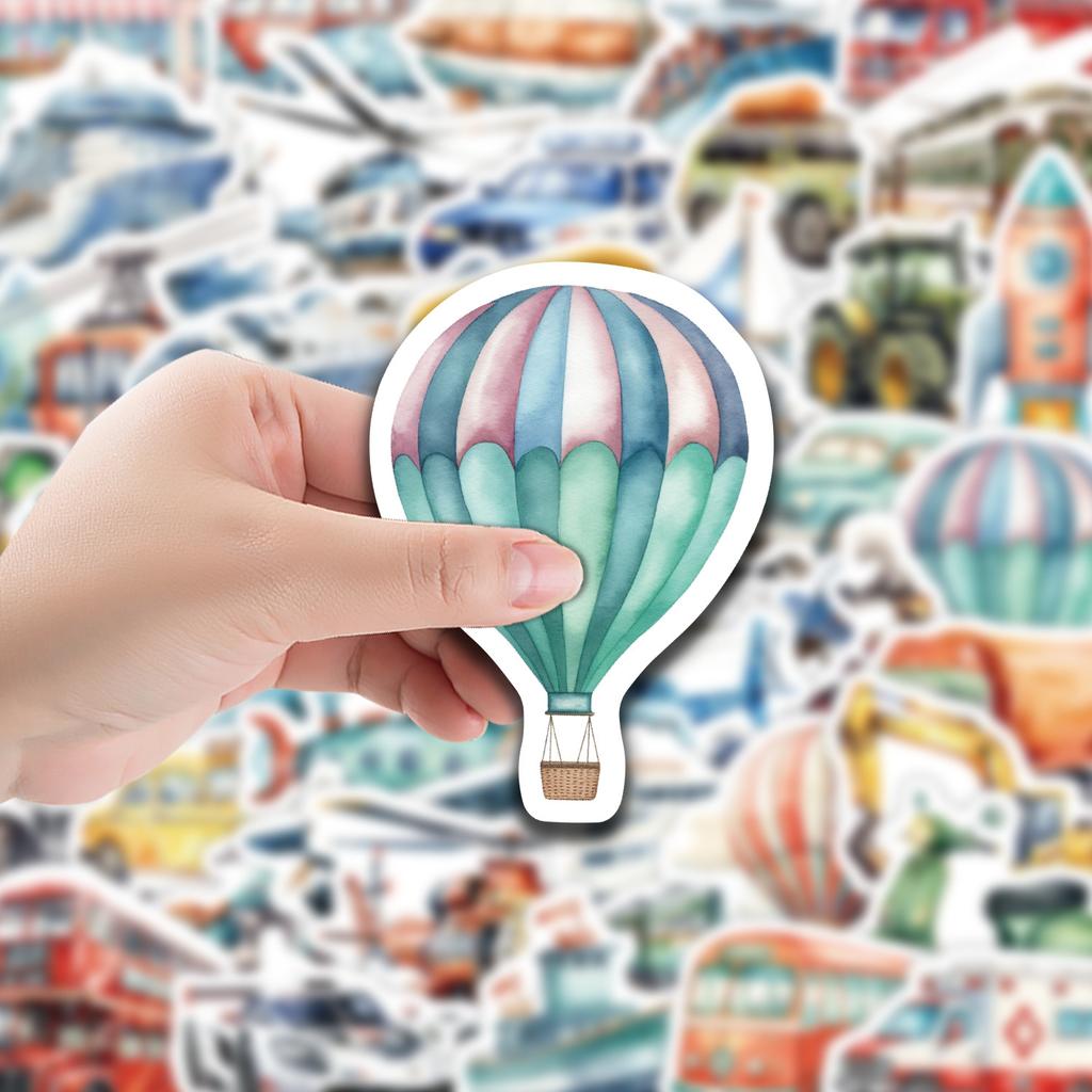 50 Non-repeating Transportation Stickers for Mobile Phone Suitcase Waterproof Decorative Stickers for Children's Hand Account Stickers