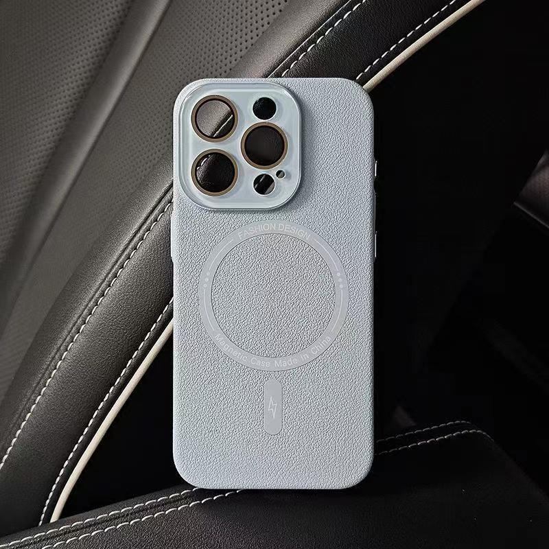 

Узор из кожи личи, подходящий для чехла для мобильного телефона Apple 15 IPhone 14promax Магнитный 13 Кристальная линза Полностью закрывающий Противоударный Apple 15